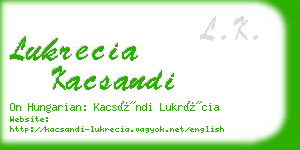 lukrecia kacsandi business card
